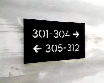 Custom wayfinding signs. Directional signs. Room directory. Business directory sign. Directional signage. Signs with arrows.