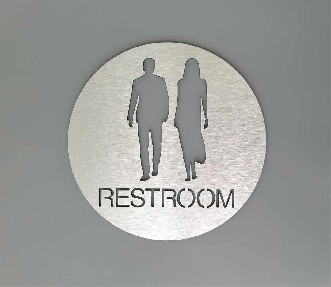 Modern Male/female Restroom Sign. Bathroom Sign. Silver. Gold. Unisex ...