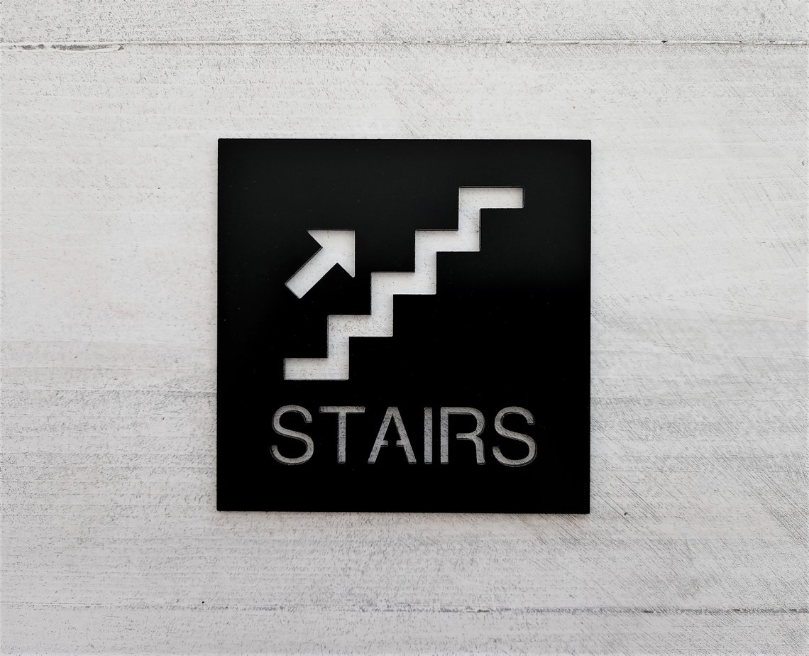 Stairs Signs With Arrows. Directional Stairs Sign. Stairway Etsy