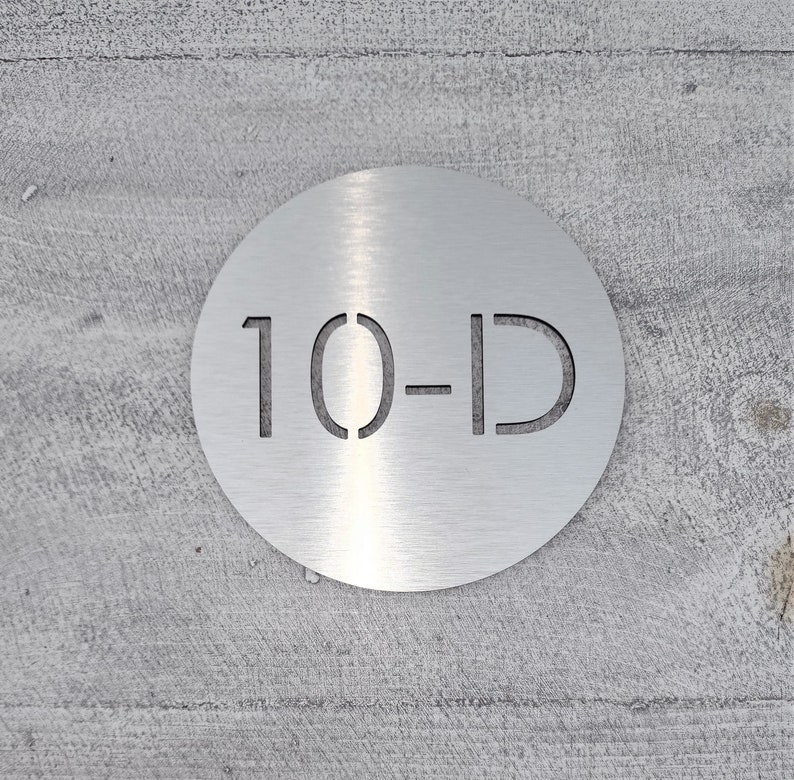 Round number plaque. Exam room numbers. Door number sign. Apartment number. Hotel room numbers. Brushed silver