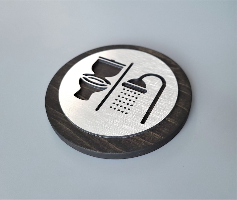 Toilet and Shower Room Door Sign. Restroom and Shower Symbols. Etsy