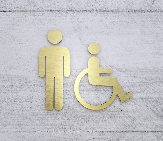 Male bathroom figures - set of 2. Handicap accessible restroom sign. Metal restroom people. Mens room.