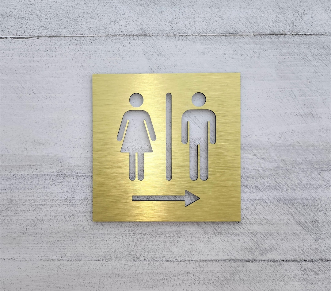 Restroom Arrow Sign. Bathroom Signs With Arrow. Directional Restroom