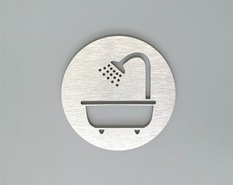 Bathtub icon symbol sign. Bathtub shower sign. Bathroom signs. Bathroom decor.