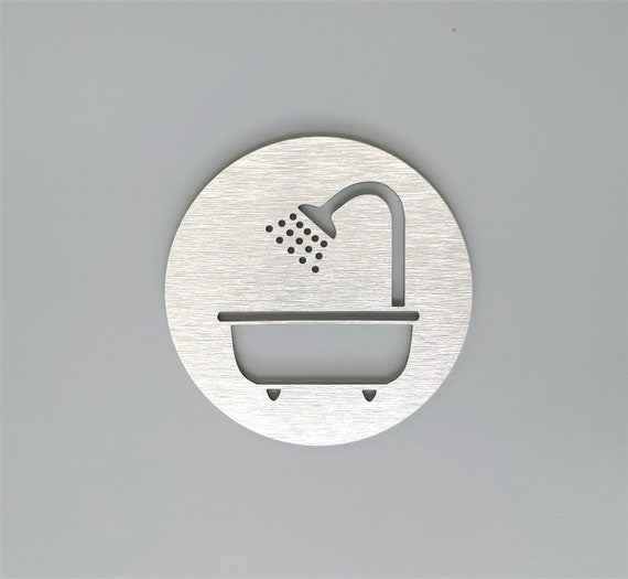 Bathtub icon symbol sign. Bathtub shower sign. Bathroom signs. Bathroom decor.