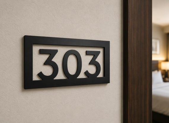 Custom Apartment Number Sign, Modern Door Number Plaque, Hotel Room Number Sign, Office Door Numbers, Black Gold Silver White ACM Sign