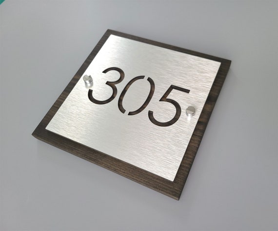 Square apartment numbers. 6"x6" Hotel room numbers. Modern address plaque. Door number sign for office.