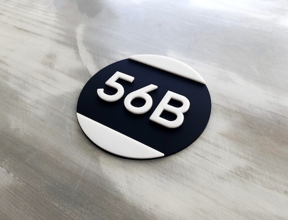 Black acrylic number sign. Apartment numbers. Round door numbers. Address number plaques. Hotel room numbers. Acrylic numbers.