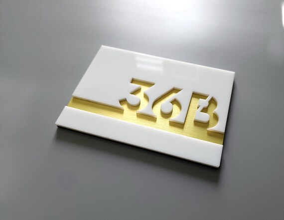 Glossy white door number sign. Custom room numbers. Apartment door numbers. Modern number plaques. Acrylic number plates. Address sign.