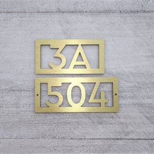 House number plaque. Modern number signs. Door numbers and letters. Apartment and hotel number signs. House numbers.