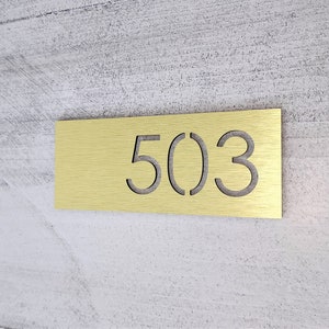 Signo de número personalizado. Placa con el número del apartamento. Números de habitaciones de hotel. Placa de dirección de aluminio. Números de casas modernas. imagen 5