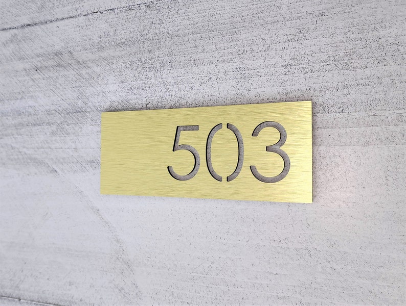 Signo de número personalizado. Placa con el número del apartamento. Números de habitaciones de hotel. Placa de dirección de aluminio. Números de casas modernas. imagen 5