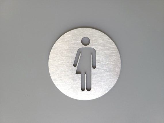 Gender neutral restroom sign. All gender bathroom door signs. Unisex toilet.