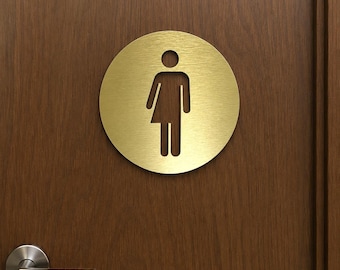 Gender neutral restroom sign. All gender bathroom door signs. Unisex toilet.