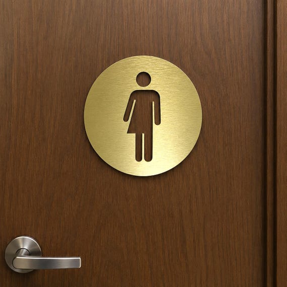 Gender neutral restroom sign. All gender bathroom door signs. Unisex toilet.
