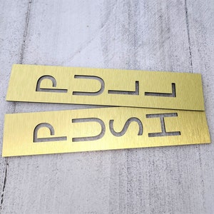 Set of 2 PUSH/PULL door signs. Push and Pull metal stickers. Push Pull entrance signs.
