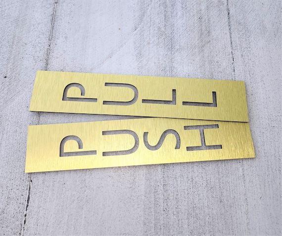 Set of 2 PUSH/PULL door signs. Push and Pull metal stickers. Push Pull entrance signs.