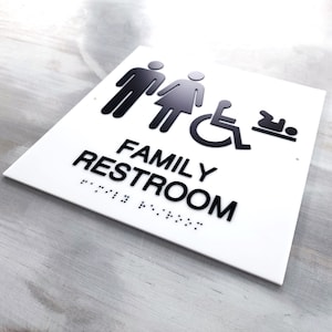 ADA Compliant Family Restroom Sign. Handicap Accessible Bathroom Signs ...