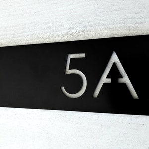 Signo de número personalizado. Placa con el número del apartamento. Números de habitaciones de hotel. Placa de dirección de aluminio. Números de casas modernas. Black