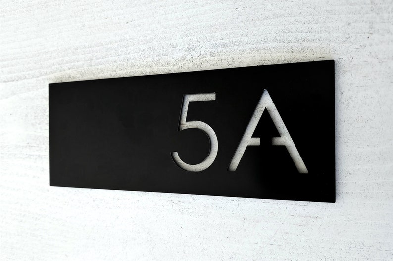 Signo de número personalizado. Placa con el número del apartamento. Números de habitaciones de hotel. Placa de dirección de aluminio. Números de casas modernas. Black