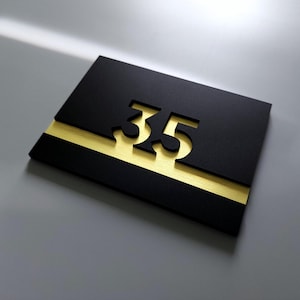 Modern black number signs. Custom room numbers. Door number plaques for apartments and hotel rooms. Acrylic number sign.