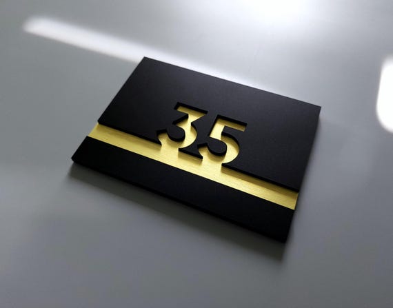 Modern black number signs. Custom room numbers. Door number plaques for apartments and hotel rooms. Acrylic number sign.