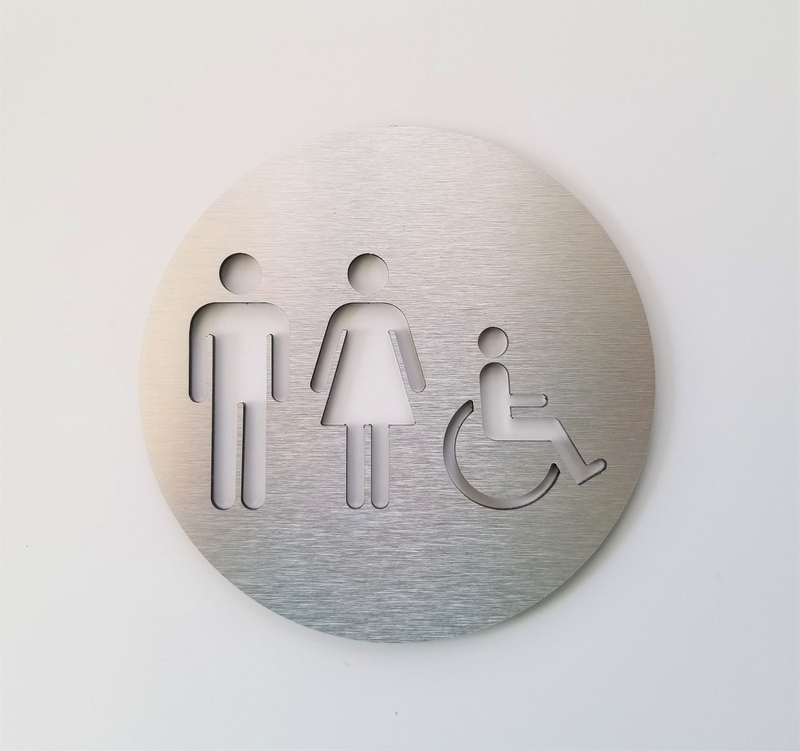 Gold Bathroom Sign. All Gender Restroom Door Sign. Unisex Etsy