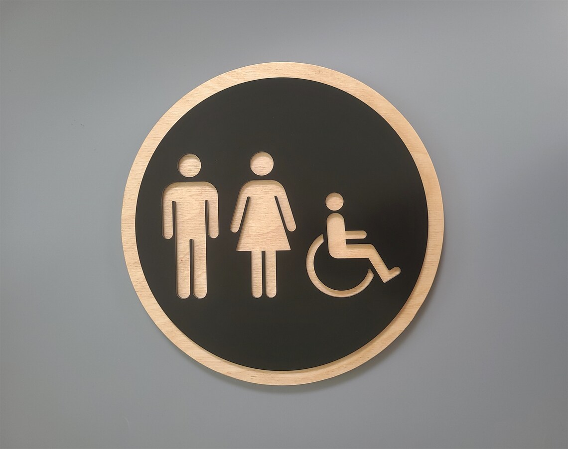 Handicap Accessible Bathroom Sign. All Gender Restroom Signs. Etsy