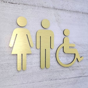 Metal Bathroom Figures - Set of 3. All Gender Handicap Accessible ...