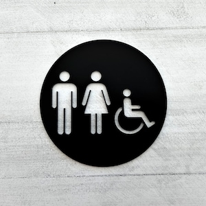Gold Bathroom Sign. All Gender Restroom Door Sign. Unisex Toilet ...