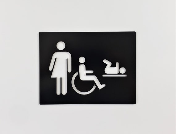 Cartel de baño familiar. Baño accesible para discapacitados. Señal de  estación de cambio de bebés. Señal de baño de género neutro. Inodoro  unisex. WC. -  México