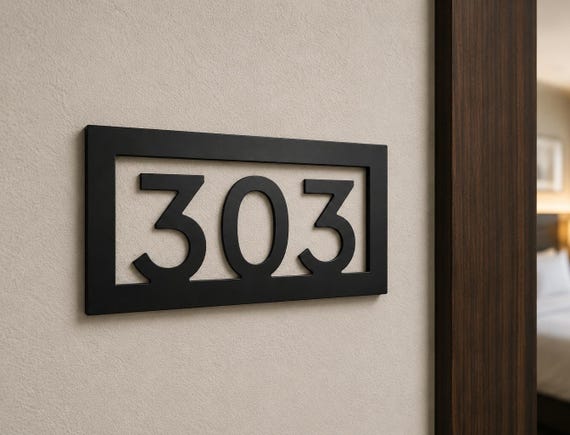 Custom Apartment Number Sign, Modern Door Number Plaque