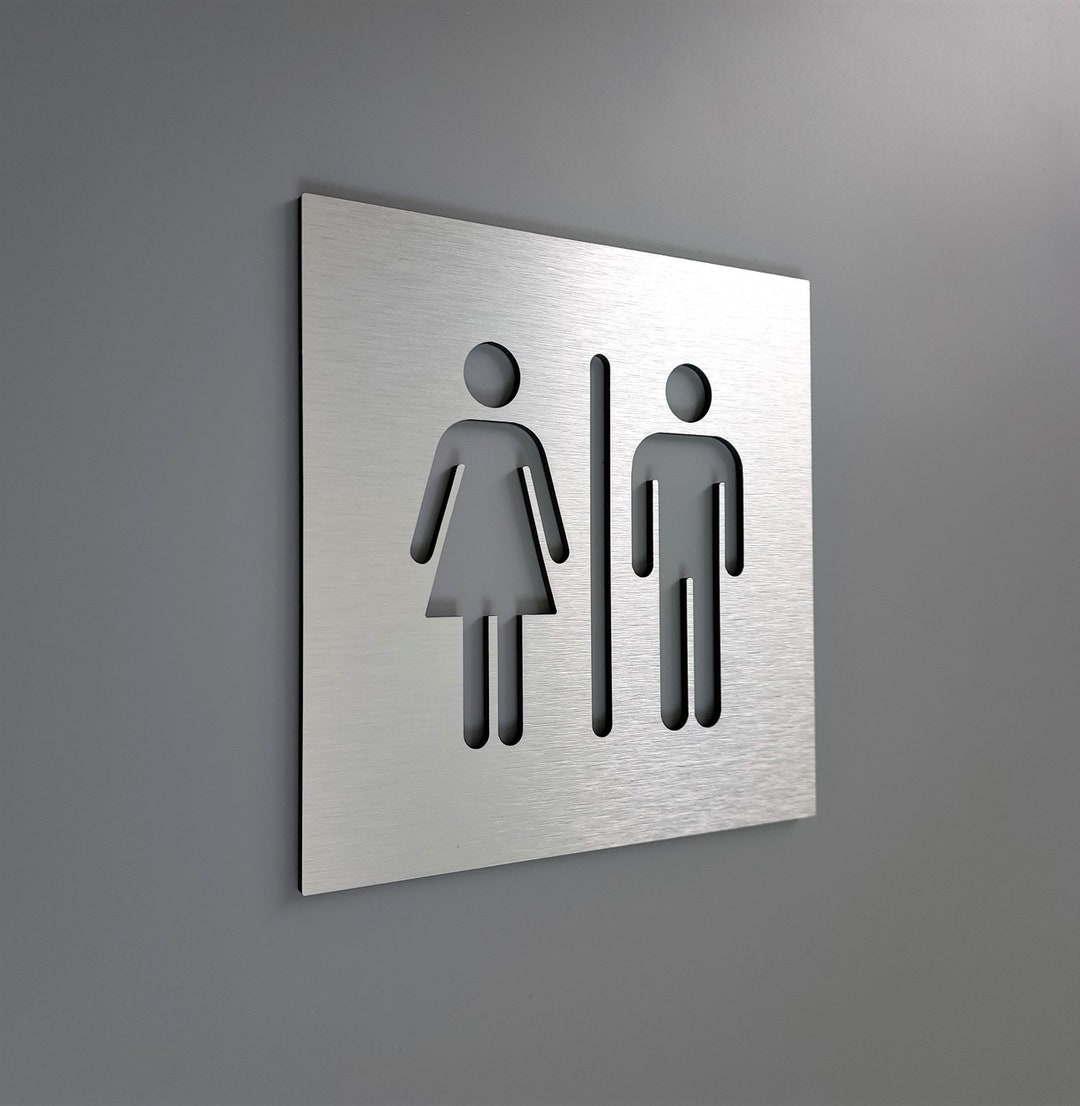 Square Male Female Bathroom Sign. Restroom Sign. All Gender Restroom