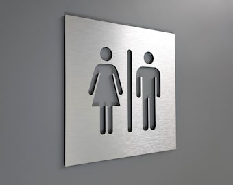 Square male female bathroom sign. Restroom sign. All Gender restroom signs. Toilet. WC. Bathroom signs.