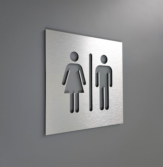 Square male female bathroom sign. Restroom sign. All Gender restroom signs. Toilet. WC. Bathroom signs.