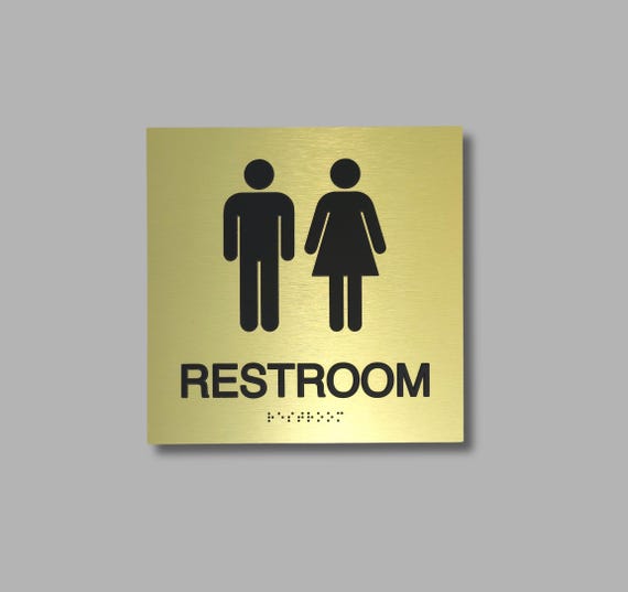 ADA Unisex Restroom Sign with Braille, Modern Bathroom signs, Office Restroom Door Sign, Commercial ADA Compliant Signage