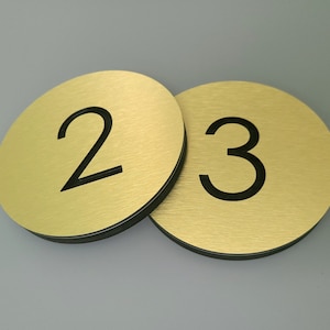 Custom apartment numbers. Gold house number plaque. Door numbers. Hotel room numbers. Exam room number.