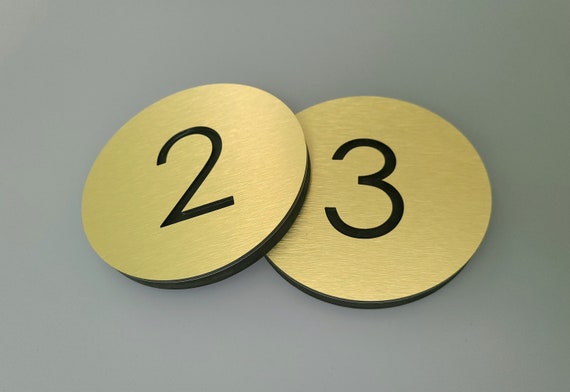 Custom apartment numbers. Gold house number plaque. Door numbers. Hotel room numbers. Exam room number.