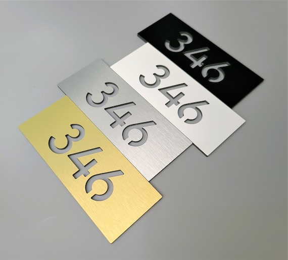 Modern door numbers. Apartment number sign. Hotel room numbers. Address plaque. House numbers.