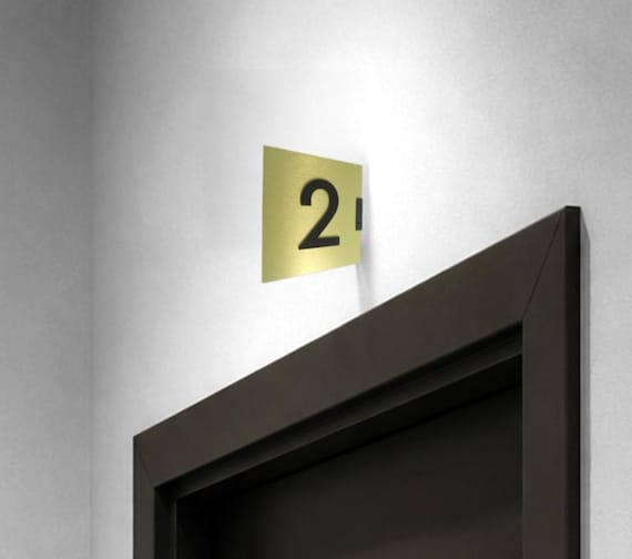 Custom Projecting Door Number Sign. Double-Sided Blade Numbers.