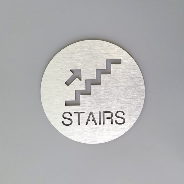 Stairs arrow sign. Information signs. Directional stairs signs. Stairway. Stairwell exit. Safety signs.