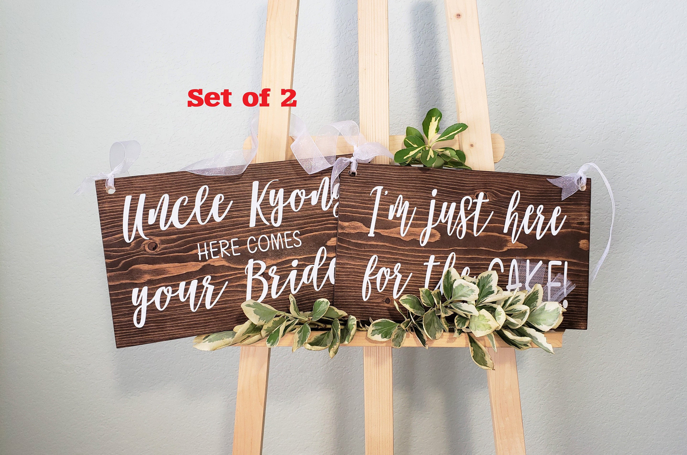 Set of 2 Ring bearer/Flower girl signs. Here comes your bride Etsy