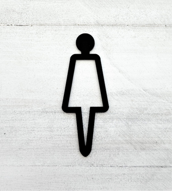 Woman figure for restroom door. Female bathroom door signs. Women restroom sign. Female symbol cutout. Fitting room signs.