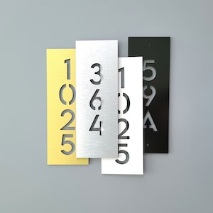 Vertical apartment numbers. Door numbers for hotel rooms. Modern house numbers. Apartment door sign. Vertical number plaque.