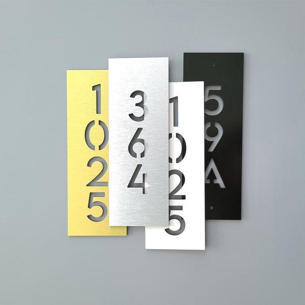 Vertical apartment numbers. Door numbers for hotel rooms. Modern house numbers. Apartment door sign. Vertical number plaque.