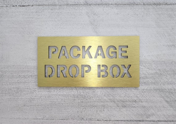 Package drop box sign. Please leave packages in the box sign. Sign for delivery box. Packages and deliveries drop off sign. Outdoor.