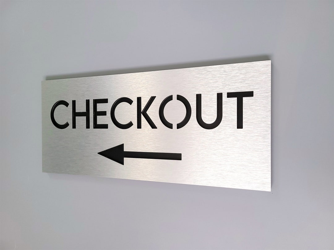 Checkout Sign With Arrow. Check Out This Way Sign. Directional Signs ...