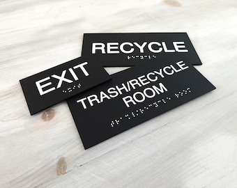 Custom quote ADA compliant door sign. Custom text ADA signs. Raised text and Grade 2 Braille room identification sign. Office signage.