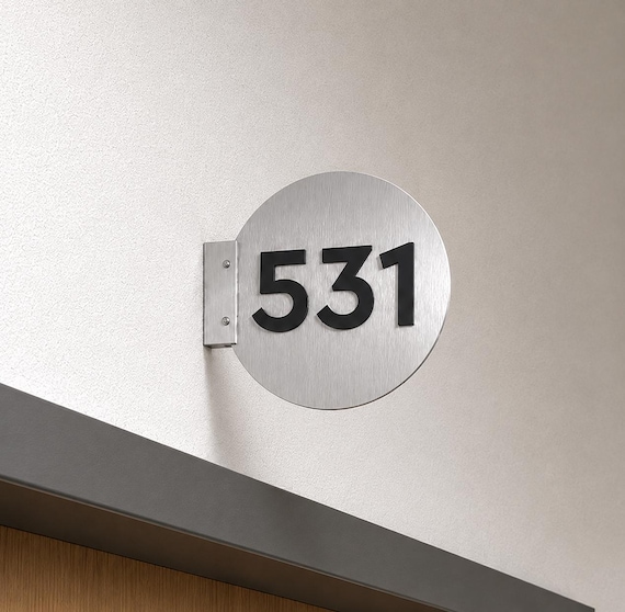Modern Projecting Room Number Sign – Custom Double-Sided Blade Sign