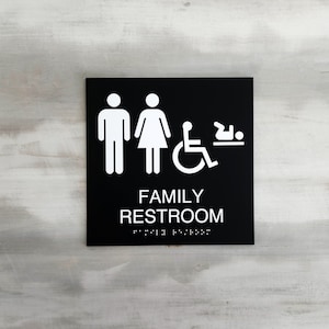 ADA Compliant Family Restroom Sign. Handicap Accessible Bathroom Signs ...
